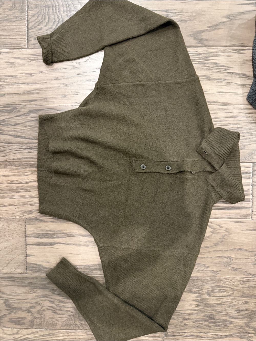 Garage Olive Button-Front Cropped Turtleneck Sweater